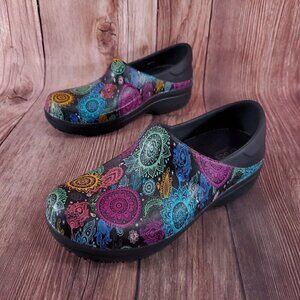 Crocs Womens 6 Neria Pro II Clog Multi Floral Slip Resistant Work Shoes 205385